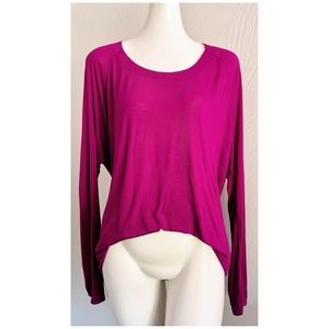 EUC Express Drape Back Long Sleeve Fuschia Top - Medium No Flaws Minimal Wear